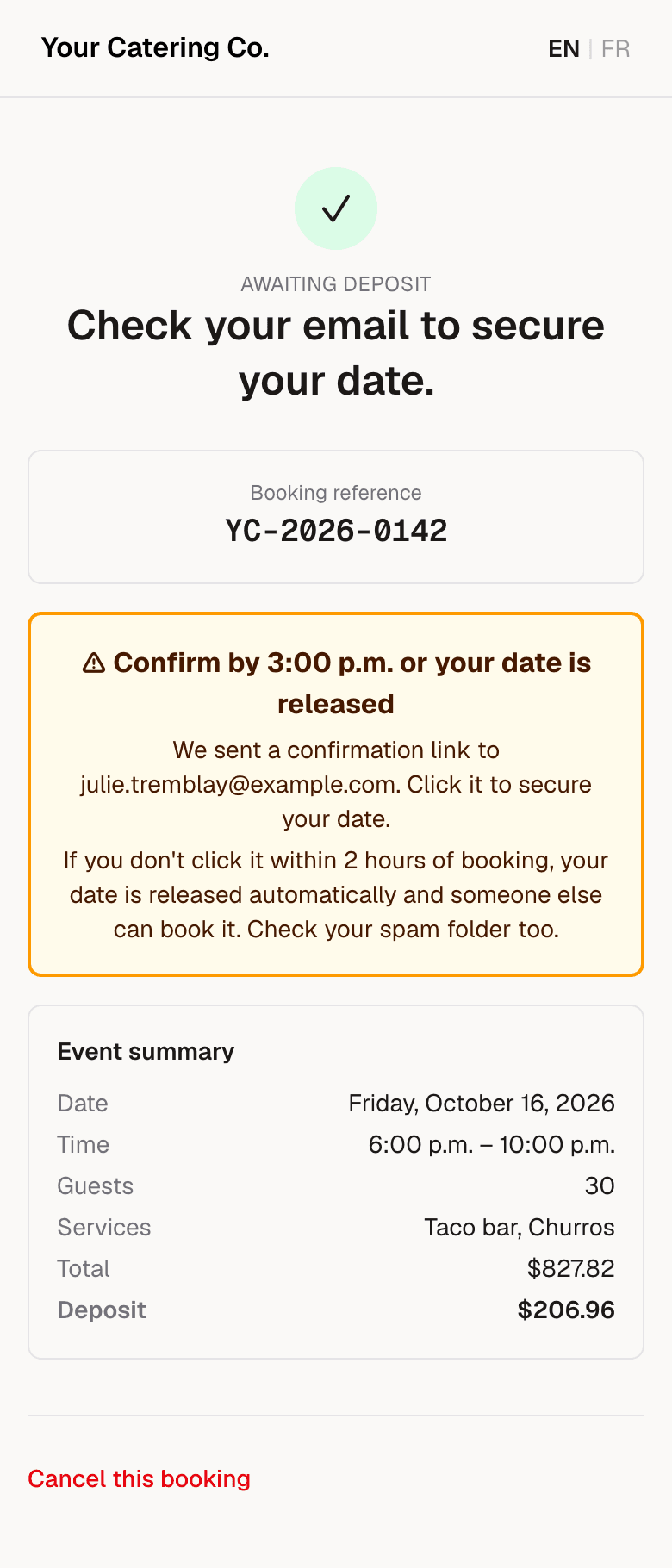 Date on hold