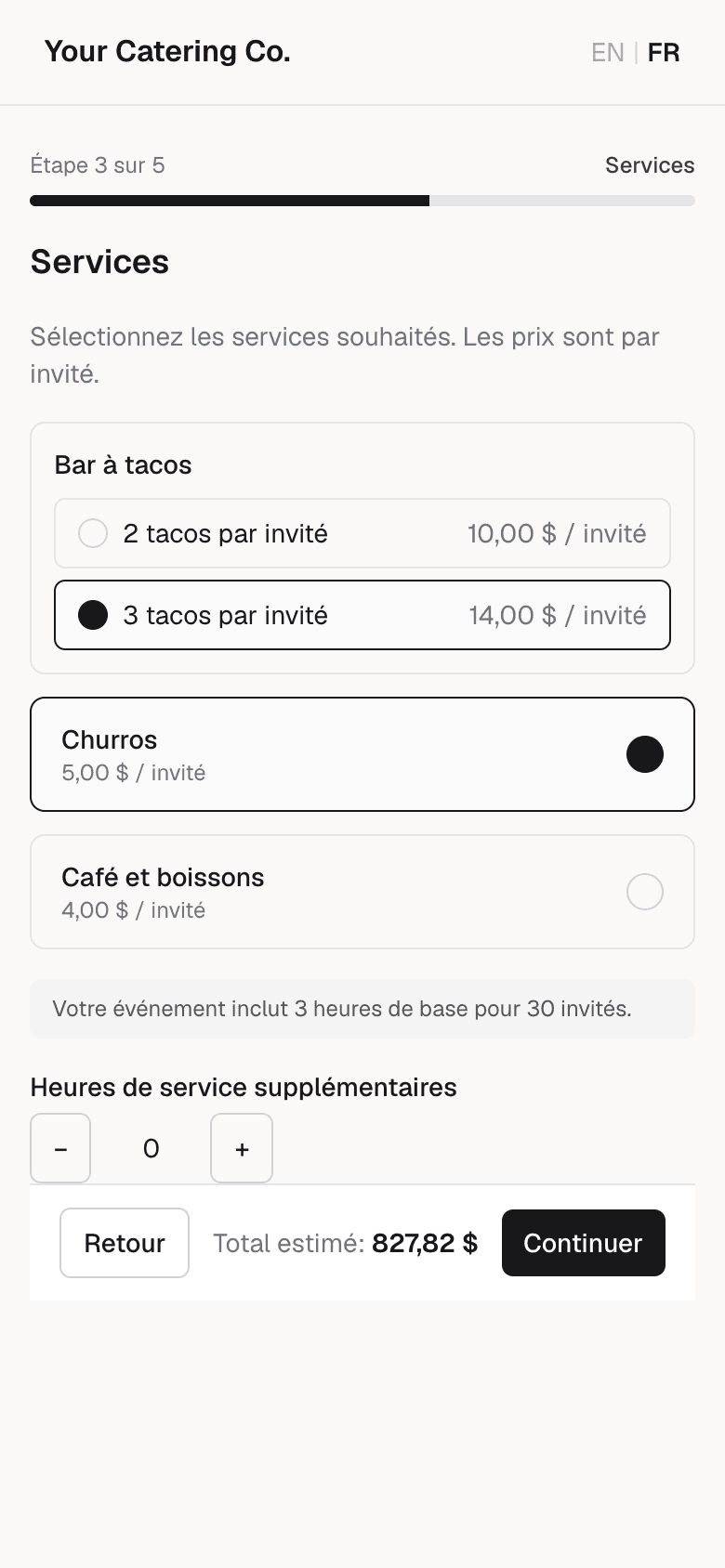 Choisir le menu