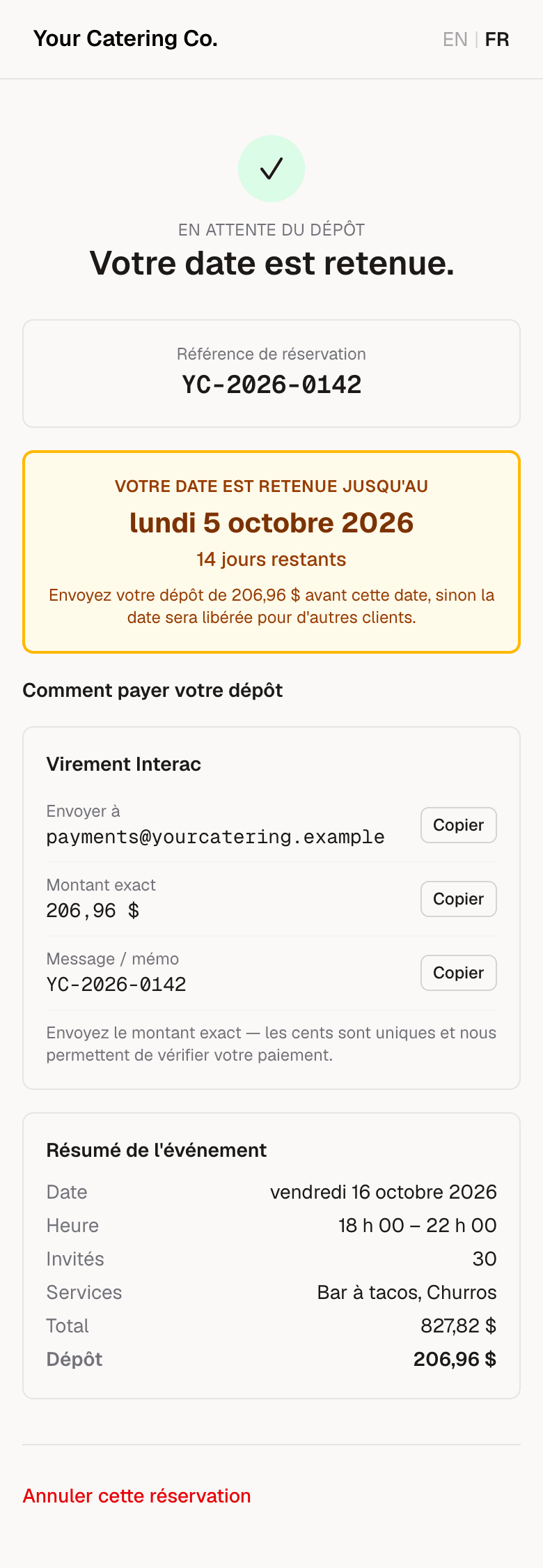 Payer le dépôt